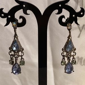 AVON CHANDELIER COSTUME MULTI STONE SPARKLY GEMS DANGLING EARRINGS
